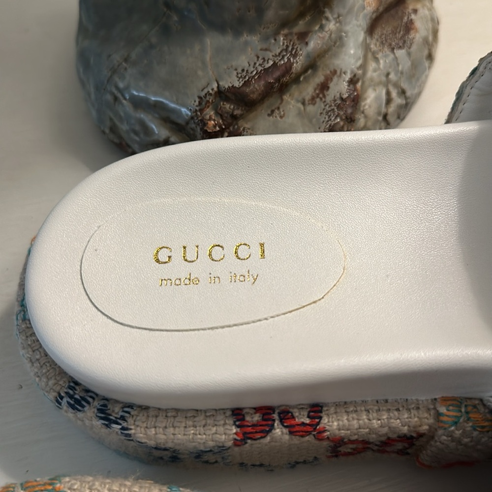 Nwob Authentic Gucci Multi Colored Platform Slide… - image 3
